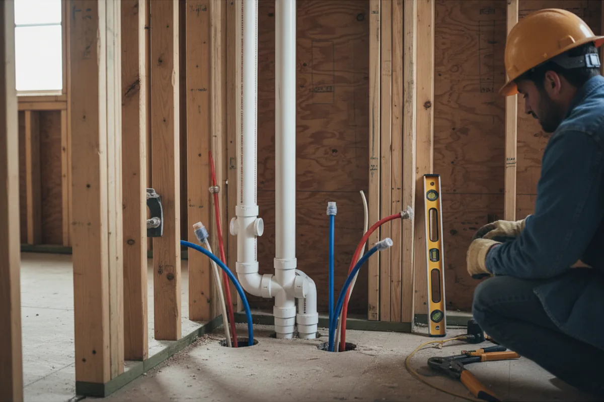 Drain and supply rough-in during Toilet Repair and Installation in Hawaiian Gardens
