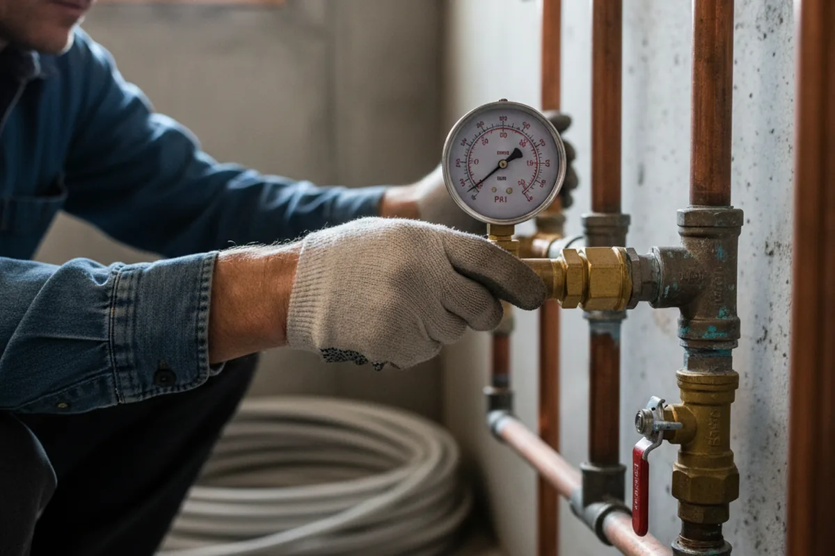Pressure testing a repaired line during Water Line Repair in Hawaiian Gardens